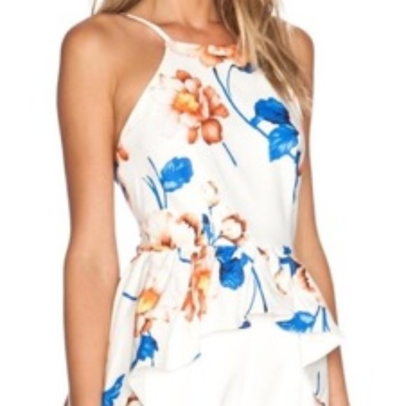 💐✨XS WYLDR Floral Ruffle Peplum Top Tank Top - Lotsa Luck Top - Low Back - Picture 4 of 4